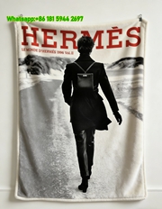 Hermès 1996 Vintage Road Walk Print Flannel Throw Blanke IMG_5137